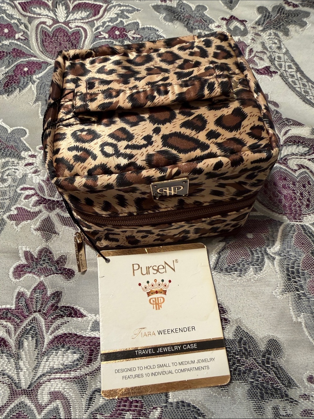 PurseN Leopard Print Travel Jewelry Case - Tan & Brown
